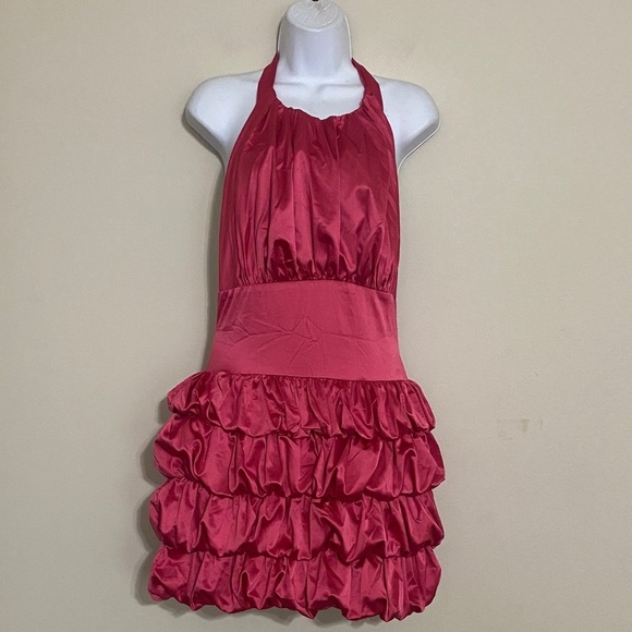 Fashion Nova Out The Gallery Satin Bubble Mini Dress Pink Bubble party prom Y2K - Picture 2 of 9